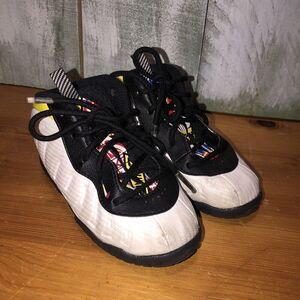 NIKE Little Posite One PS SNEAKERS 9C Kids White Black Yellow DJ5799-100 shoes